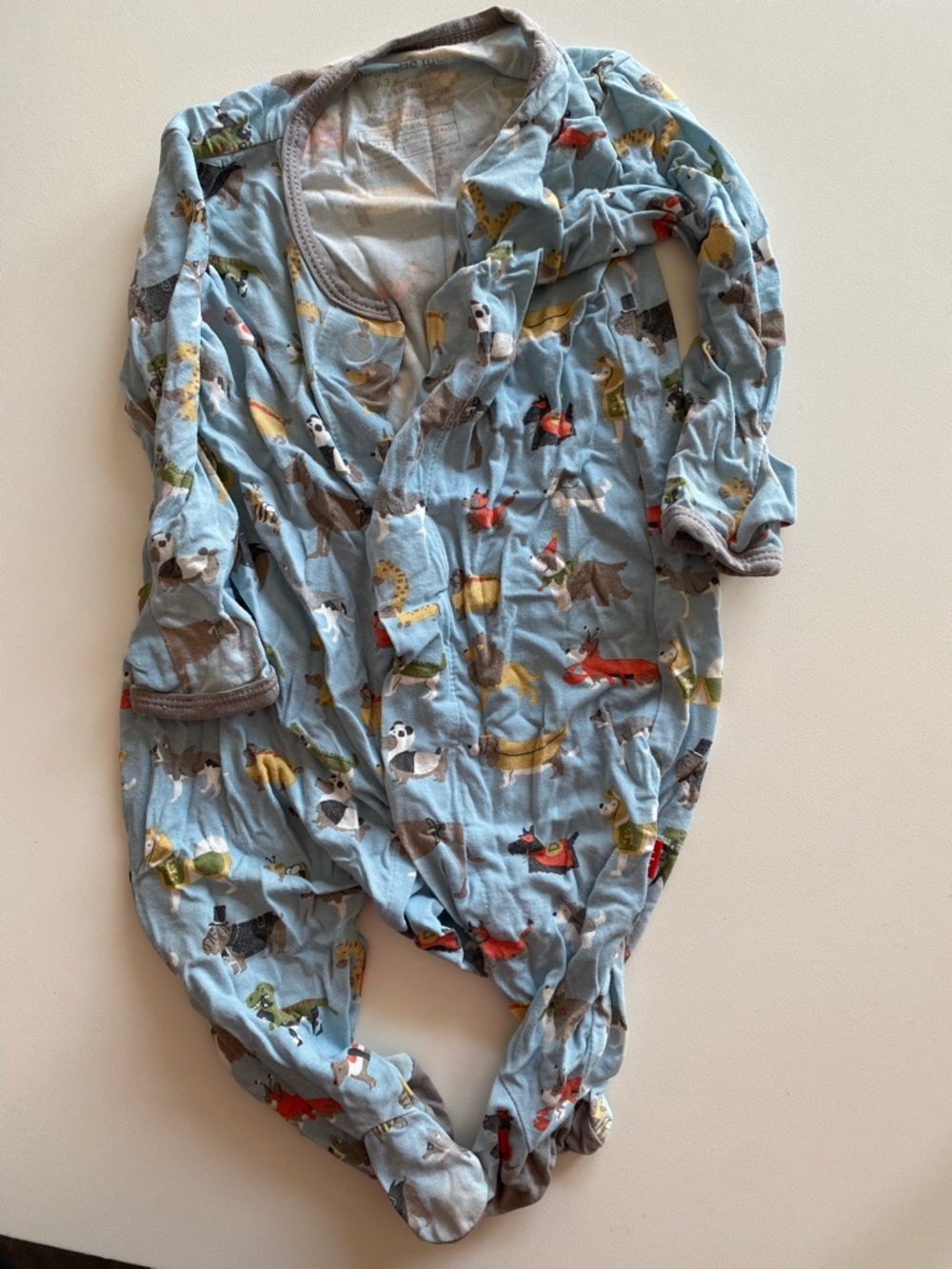 Magnetic Me Baby Blue Animal-Print One-Piece Footed Pajamas